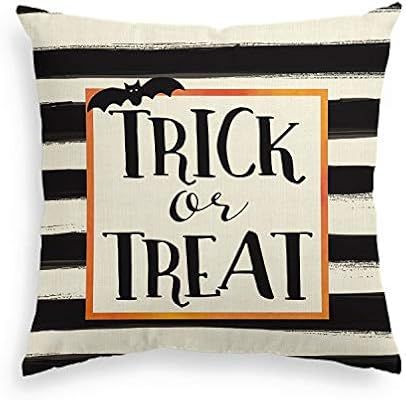 AVOIN Halloween Watercolor Stripes Trick or Treat Throw Pillow Cover, 18 x 18 Inch Bat Cushion Ca... | Amazon (US)