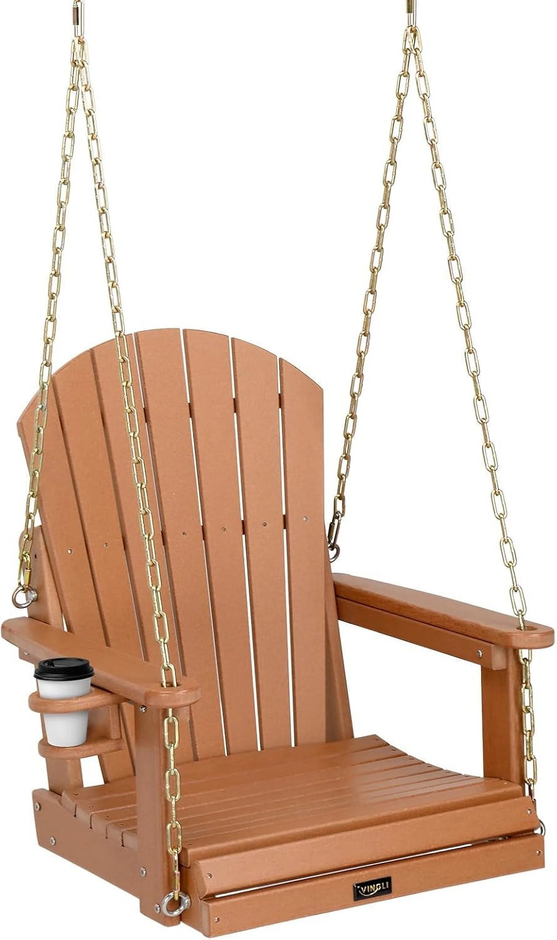 VINGLI Heavy Duty 880 LBS HDPE Porch Swing Outdoor with Rotatable Cup Holder, 1-Person Patio Hang... | Walmart (US)