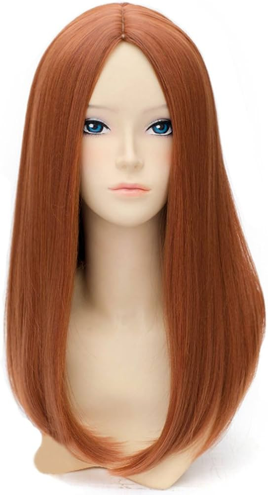 BERON 20'' Long Straight Hair Cosplay Costume Party Wig with Wig Cap (Dark Orange) | Amazon (US)
