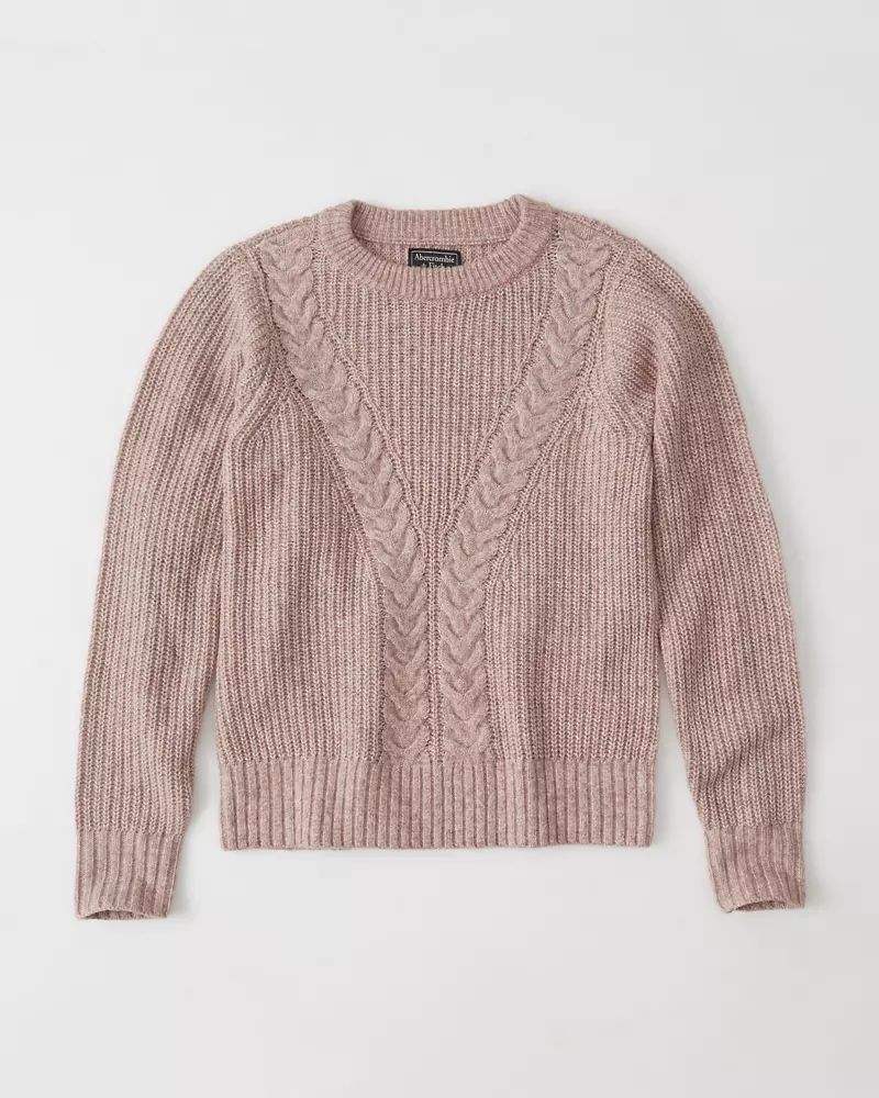 Airspun Cable Crewneck Sweater | Abercrombie & Fitch US & UK