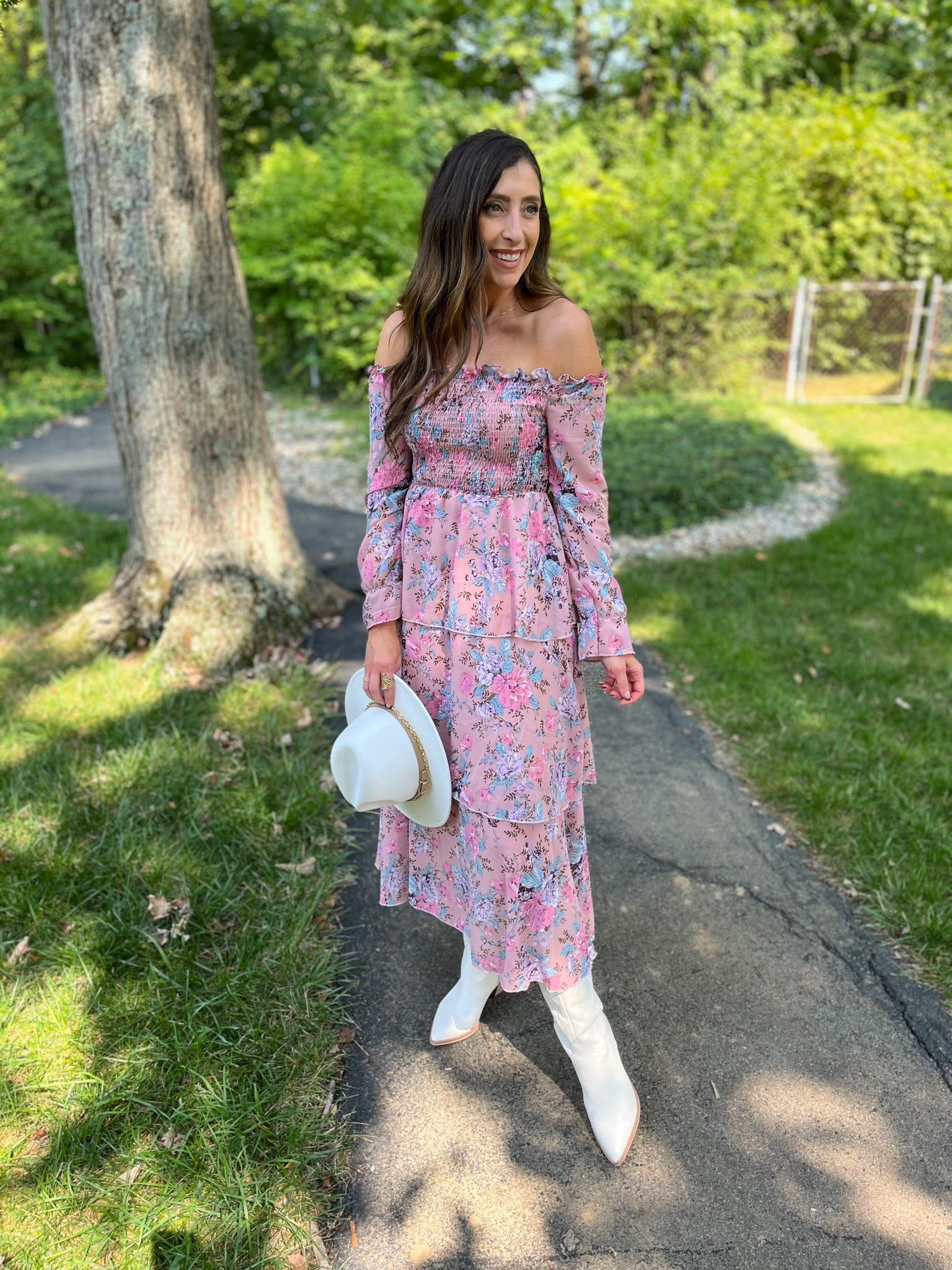 Floral long sleeve off the shoulder maxi dress. Fall floral 




#LTKunder50 #LTKstyletip #LTKsalealert