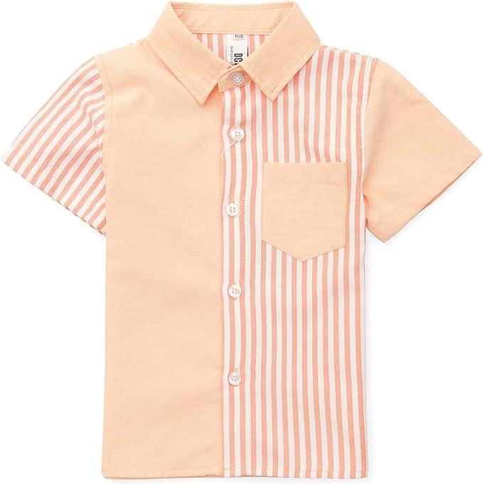 Boys' & Mens Short Sleeve Button Down Oxford Shirts,Kids Summer Uniform Dress Shirt Tops 2T - XXL | Amazon (US)