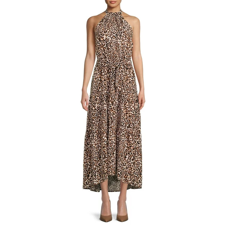 Nine.Eight Women Halter Tie Front High Low Maxi Dress | Walmart (US)