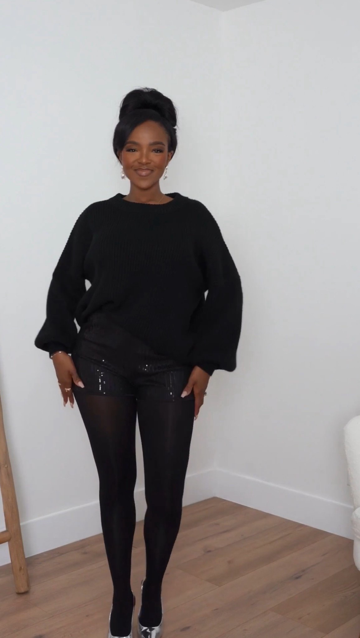 Effortless black-on-black — a relaxed knit layered over sleek tights for an easy, flattering silhouette that feels cozy yet put-together. The metallic heels elevate the look just enough, making it perfect for day-to-night winter styling.

Perfect for casual nights out, holiday gatherings, and polished everyday wear.

📏 Sizing: Sweater (Small) • Tights (Small)
📏 Measurements: 5’4” · 138 lbs · 34D · 27” waist · 40” hips

all black winter outfit, cozy knit styling, chic tights look, elevated casual fashion, effortless cold-weather outfit

✨ Everything linked below for easy shopping

Follow me on Instagram and YouTube @kirasfashionfinds

#LTKootd #LTKHoliday #LTKPetite