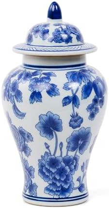 Blue and White Ginger Jar with Lid Antique Style Porcelain Ginger Jars Chinoiserie Home Decorativ... | Amazon (US)