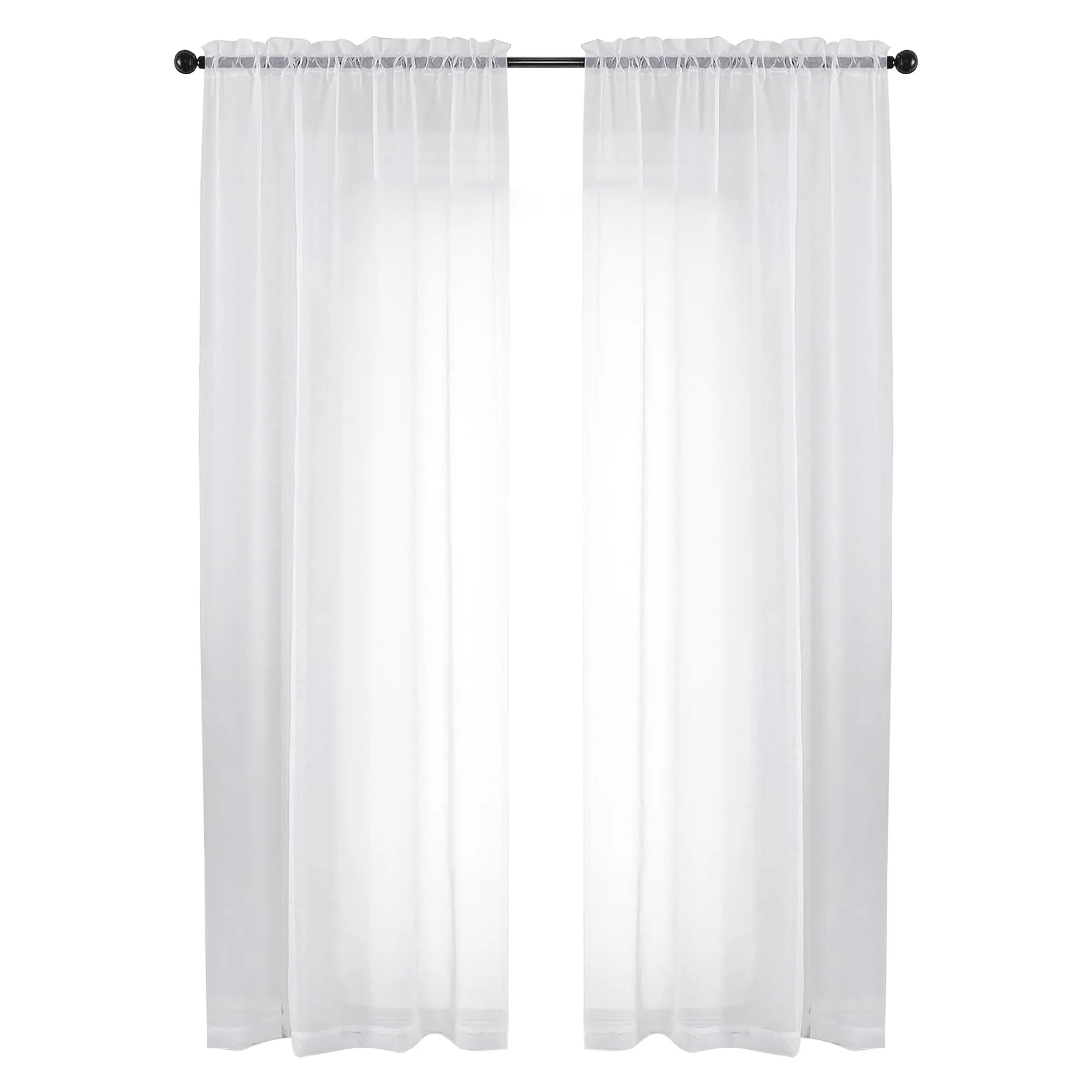 Etokfoks Sheer Curtains 84 Inches Long 2 Panels Set for Living Room Bedroom Rod Pocket Voile Sheer Panel Drapes White 2pcs Each 42 W x 84 L Blind | Lowe's