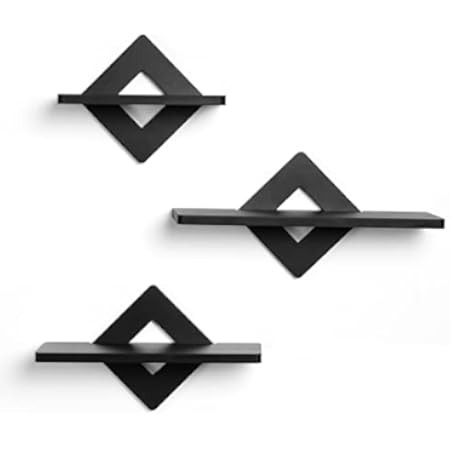 Piorlado Black Floating Shelves for Wall, Wall Shelves Set of 3, Wall Mounted Shelves for Bedroom, H | Amazon (US)