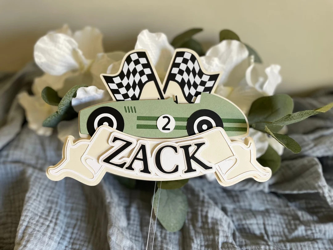 Racecar Cake Topper | Retro Race Car Cake Topper | Racecar Birthday Cake Topper |fast One Cake To... | Etsy (US)