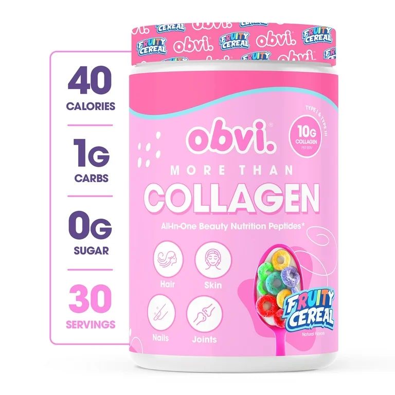 Obvi More than Collagen Peptides Powder, Fruity Cereal, 30 Servings, 12.56 oz, 10g Collagen | Walmart (US)