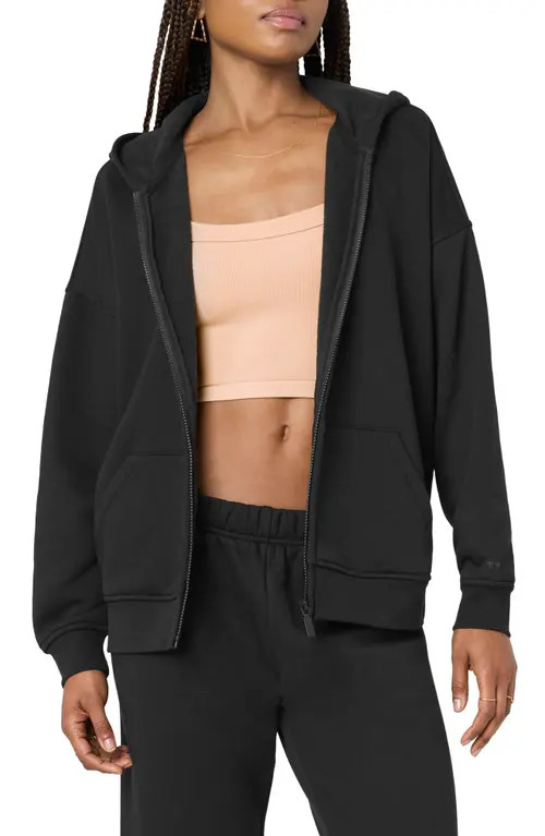 Florence by Mills Cozy Crush Oversize Zip Hoodie in Black at Nordstrom, Size Medium | Nordstrom