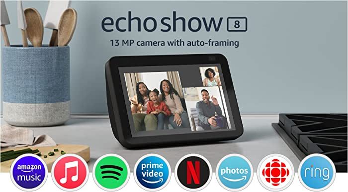 Echo Show 8 (2nd Gen, 2021 release) | HD smart display with Alexa and 13 MP camera | Charcoal | Amazon (US)