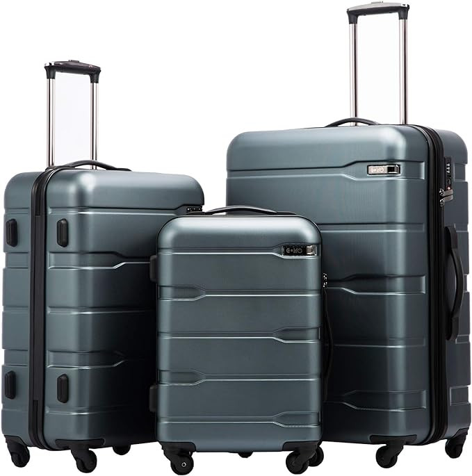 Coolife Luggage Expandable 3 Piece Sets PC+ABS Spinner Suitcase 20 inch 24 inch 28 inch (Teal., 3... | Amazon (US)