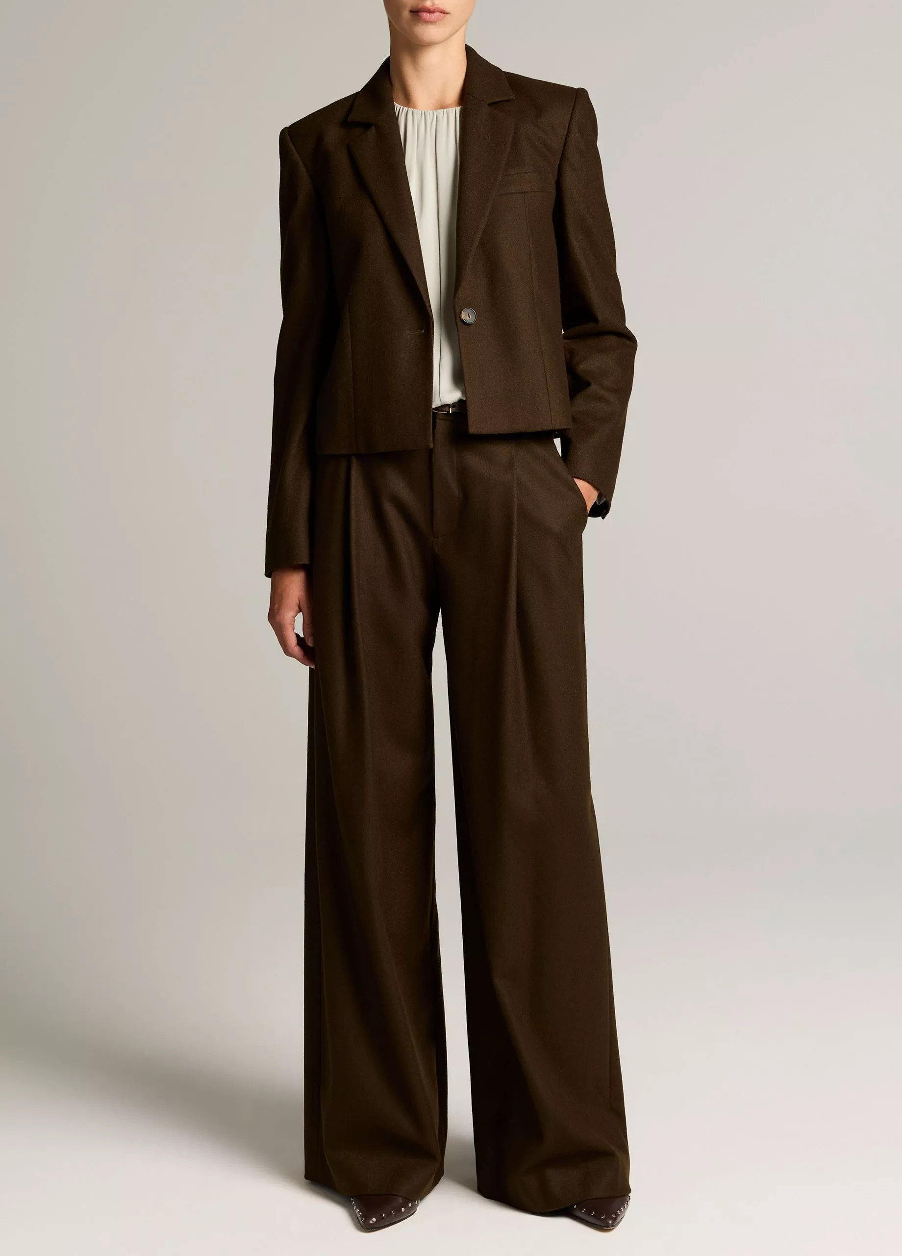 Camille Italian Wool-Blend Flannel Wide-Leg Trouser | Vince LLC