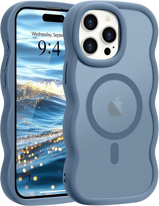 Pepmune for iPhone 15 Pro Max Case, Curly Wavy Frame Hard Translucent Matte Clear Back Cover for ... | Amazon (US)