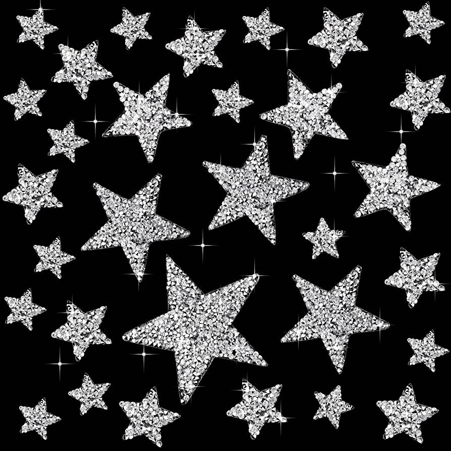 32 Pieces 5 Sizes Iron On Star Patches Adhesive Star Patches Star Shape Appliques Patch DIY for C... | Amazon (US)