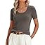 ANRABESS Women's Short Sleeve Sweater, Scoop Neck Fitted Knit Top, Lightweight Comfort for Casual... | Amazon (US)
