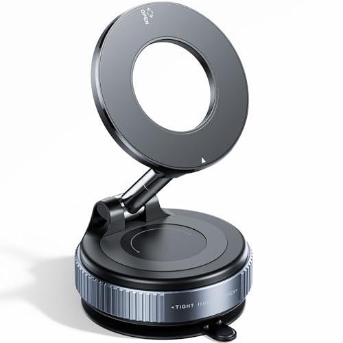 REOKILY 2026 Upgraded Vacuum Magnetic Car Phone Holder 360° Reinforced 96LBS Ultra Suction Cup Phone Mount for MagSafe Cell Phone Holders for Your Car/Gym/Mirror Mount for iPhone & Android | Amazon (US)