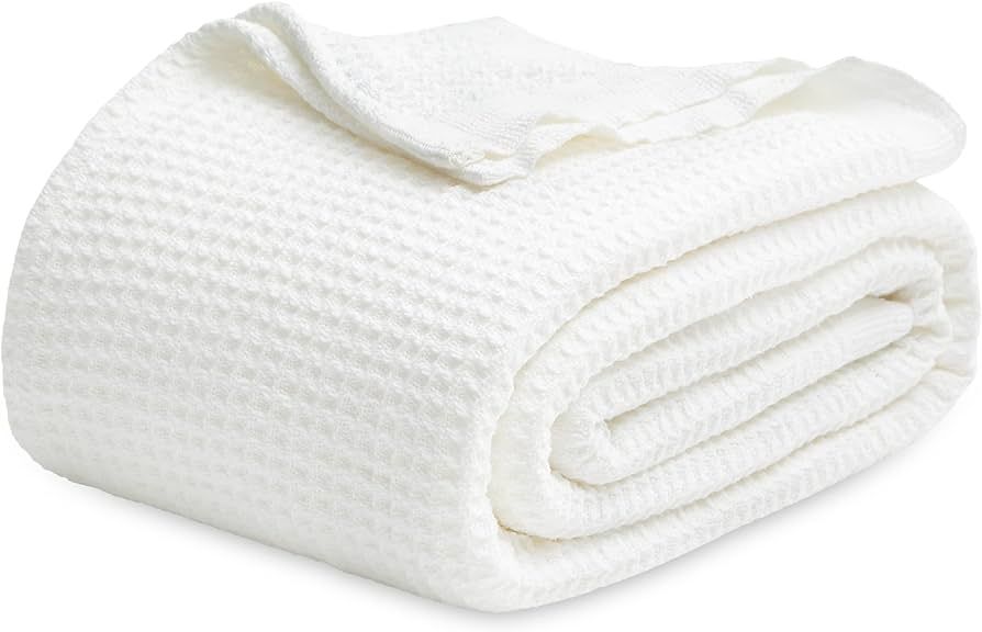 Bedsure 100% Cotton Blankets King Size for Bed - 405GSM Waffle Weave Blankets for All Seasons, Co... | Amazon (US)