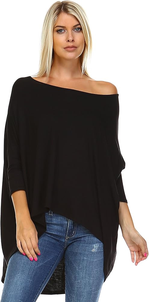 Isaac Liev Women's Tunic Top – Casual 3/4 Batwing Dolman Sleeve Off Shoulder Baggy Loose Fit Fl... | Amazon (US)