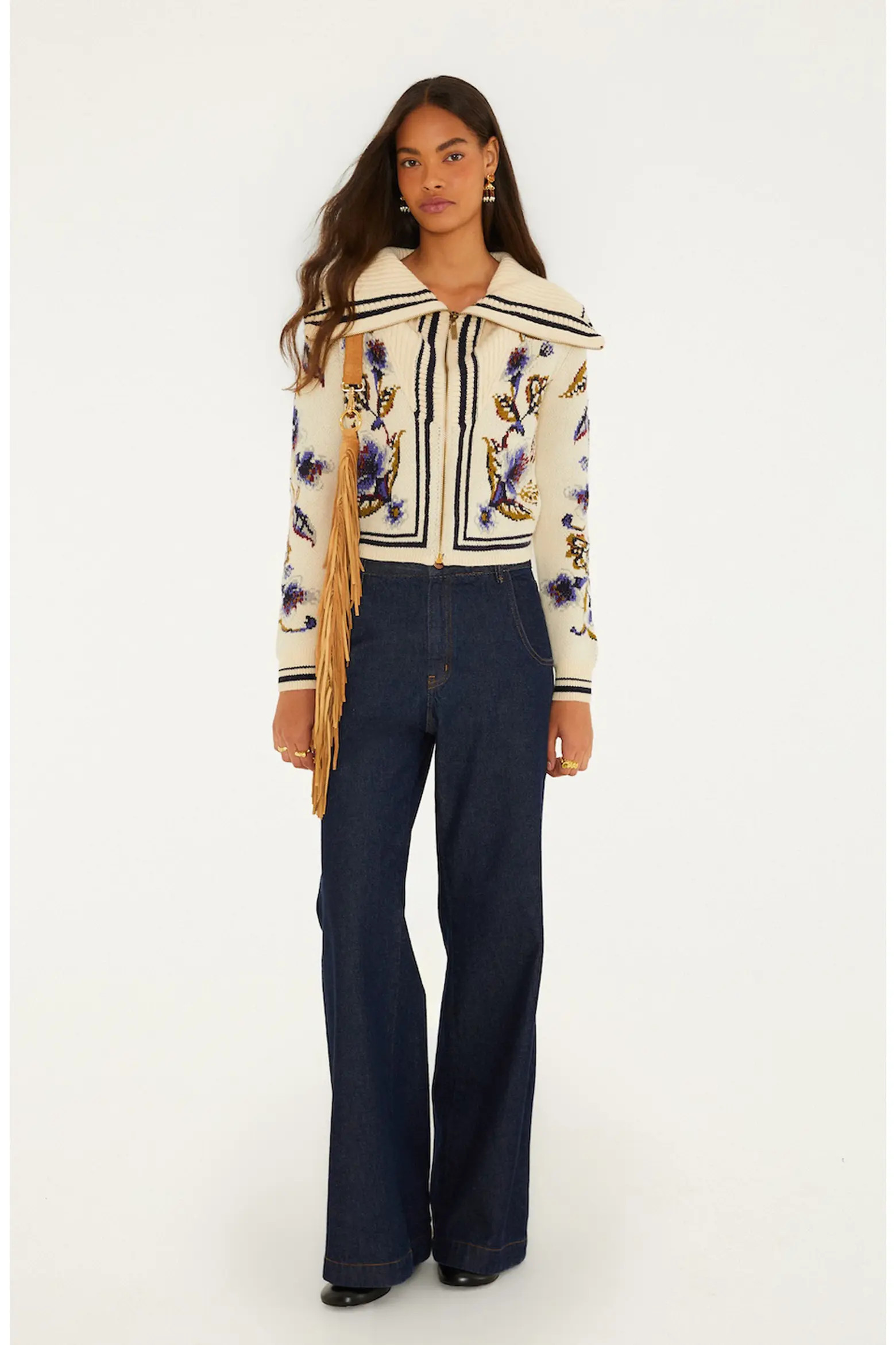 FARM Rio Golden Nature Front Zip Cardigan (Women) | Nordstrom | Nordstrom