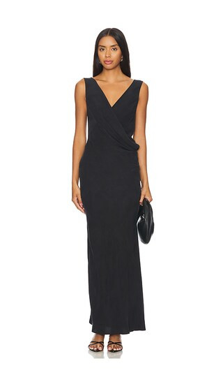 Layered Drape Dress in Black Long Dress | Long Black Dress | Black Tie Dress | Revolve Clothing (Global)