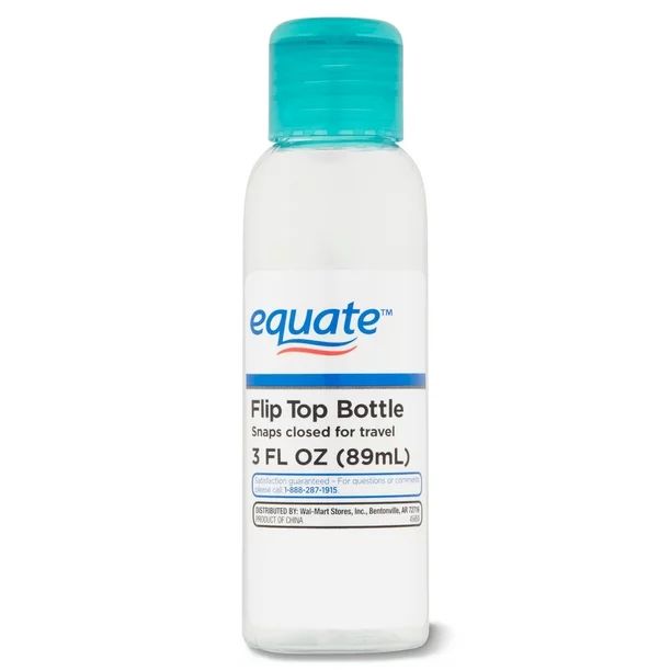 Equate Flip Top Empty Plastic Travel Bottle, 3 oz Size, Assorted Colors | Walmart (US)