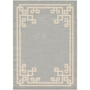 Unique Loom Athens Tribal Border Design Area Rug 7' x 10' Rectangular Gray/Beige | Cymax