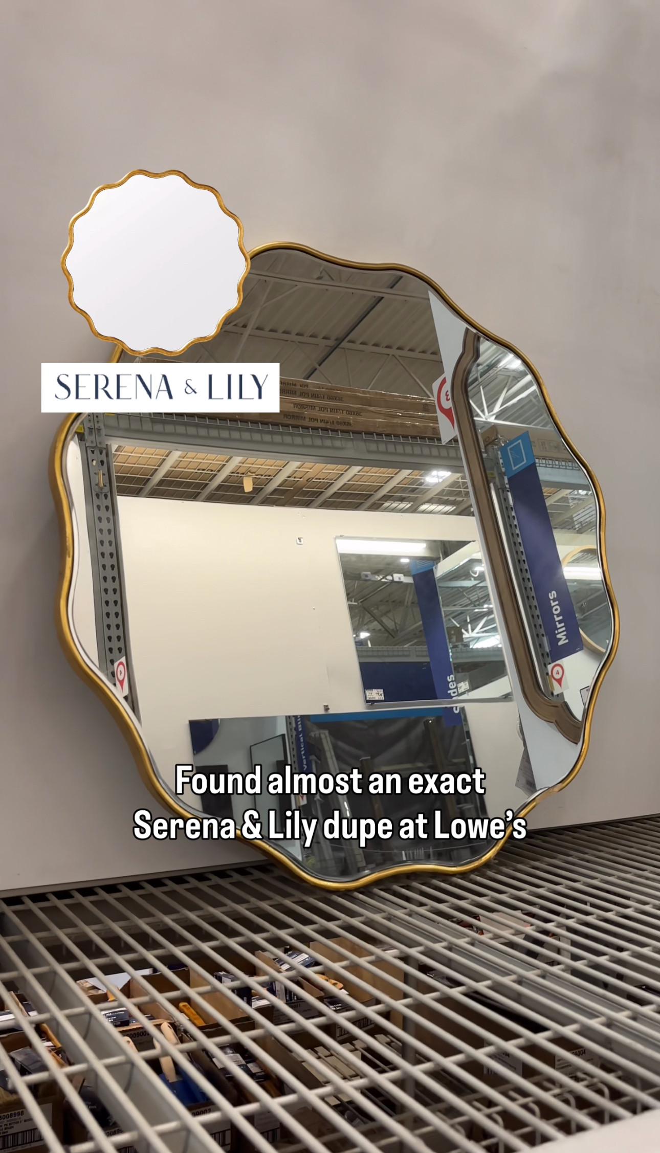 Serena & Lily Wave Round Mirror dupe ✨ This allen + roth mirror from Lowe’s has the same sculptural wave-inspired frame and designer look that made the Serena & Lily Wave Round Mirror so popular, but at a much more budget-friendly price. The soft curves add just the right amount of interest while still feeling timeless, and the warm gold finish works beautifully in coastal, traditional, and modern organic spaces. It would look stunning in a powder room, entryway, bedroom, or above a bathroom vanity. If you've been searching for a Serena & Lily Wave Round Mirror dupe, this is one of the closest lookalikes I've found. Linked here. 

 #LTKHome #LTKSaleAlert