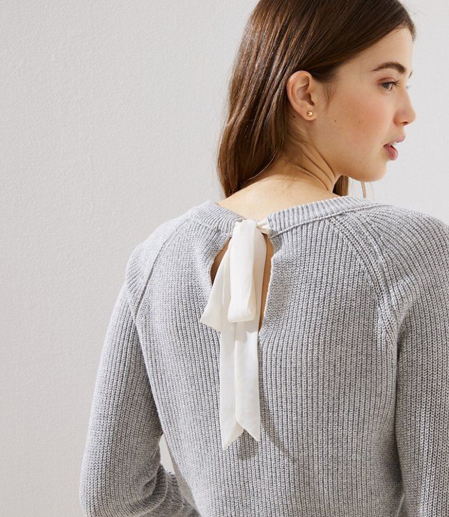 Marled Tie Back Sweater | LOFT | LOFT