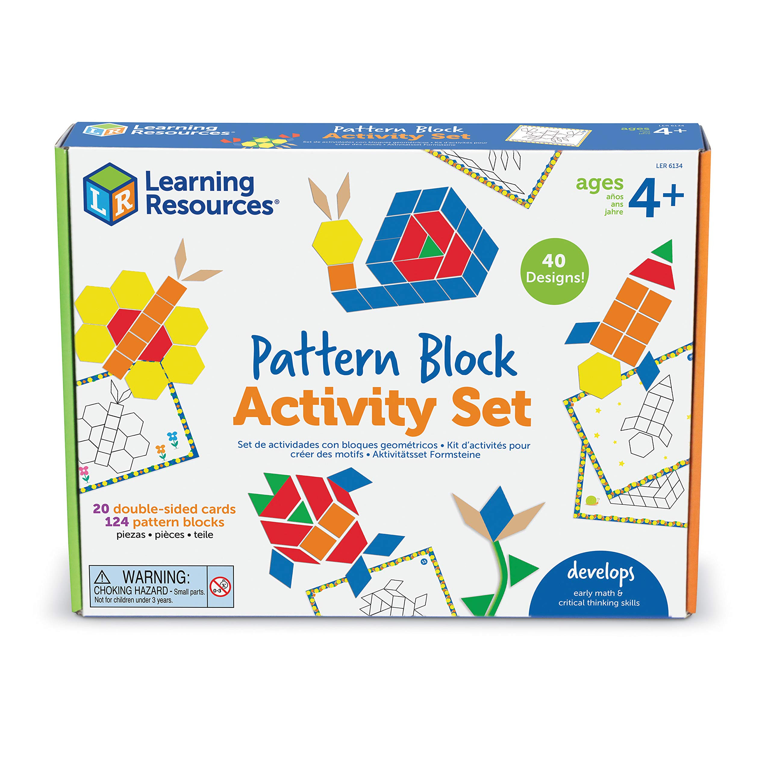 Learning Resources Pattern Block Activity Set, 20 Double-Sided Cards, Ages 4+ | Amazon (US)