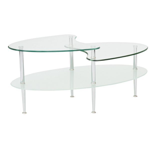 Glass Oval Living Room Metal Coffee Table - Saracina Home | Target