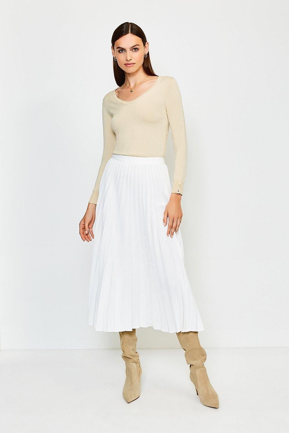 Sunray Pleated Midi Skirt | Karen Millen UK & IE