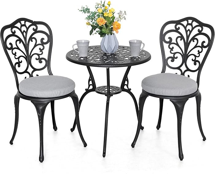NUU GARDEN 3 Piece Outdoor Bistro Table Set, All Weather Cast Aluminum Patio Bistro Sets Patio Ta... | Amazon (US)
