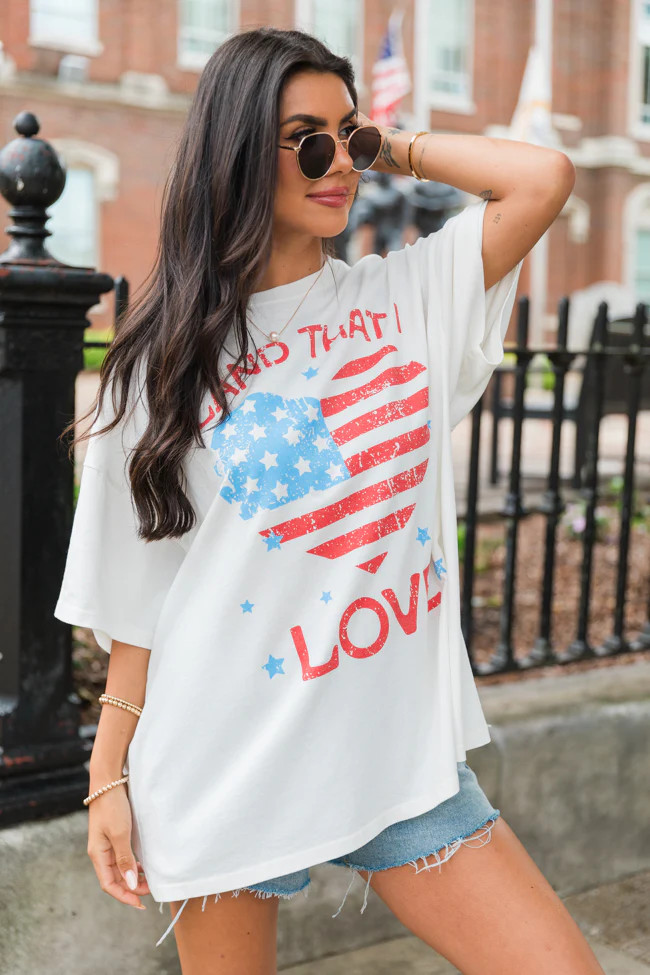 Land That I Love Hyfve Off White Oversized Graphic Tee | Pink Lily