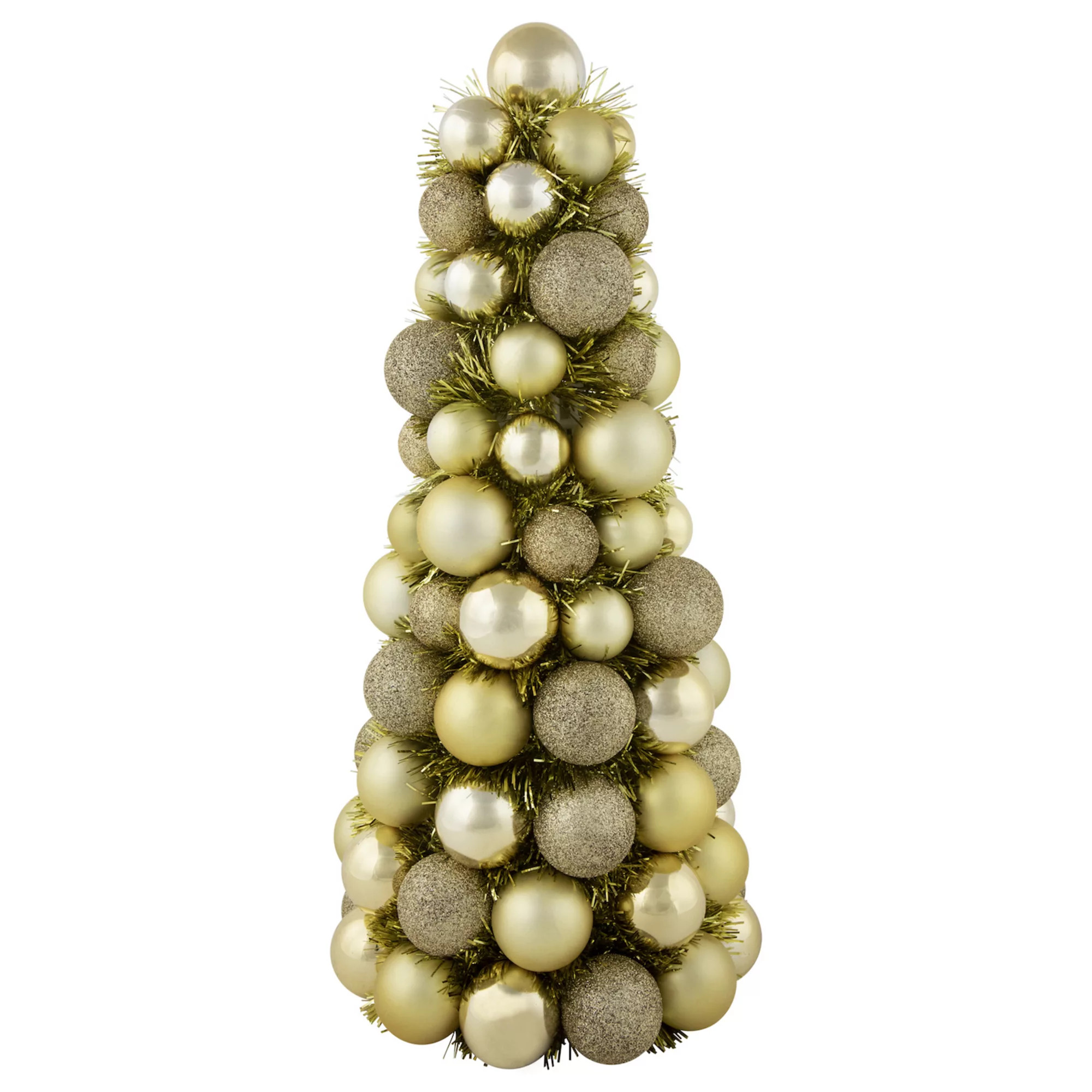 Northlight 15.75-in. Gold 3-Finish Shatterproof Ball Christmas Tree with Tinsel | Kohl's