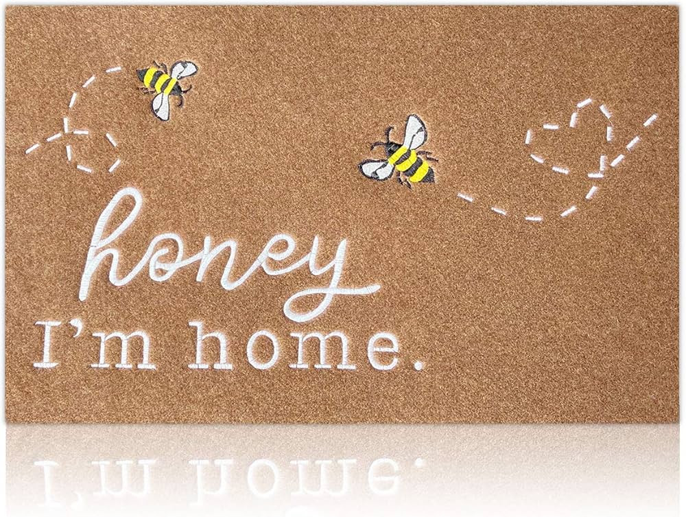 Bee Door Mat Brown Welcome Mats Front Door Indoor Outdoor Entrance Honey I'm Home Kitchen Rugs En... | Amazon (CA)