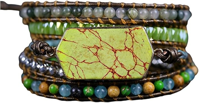 Women Wrap Bracelets Boho Natural Stone Jasper Turquoises Strand Bracelet Jewelry Collection | Amazon (US)