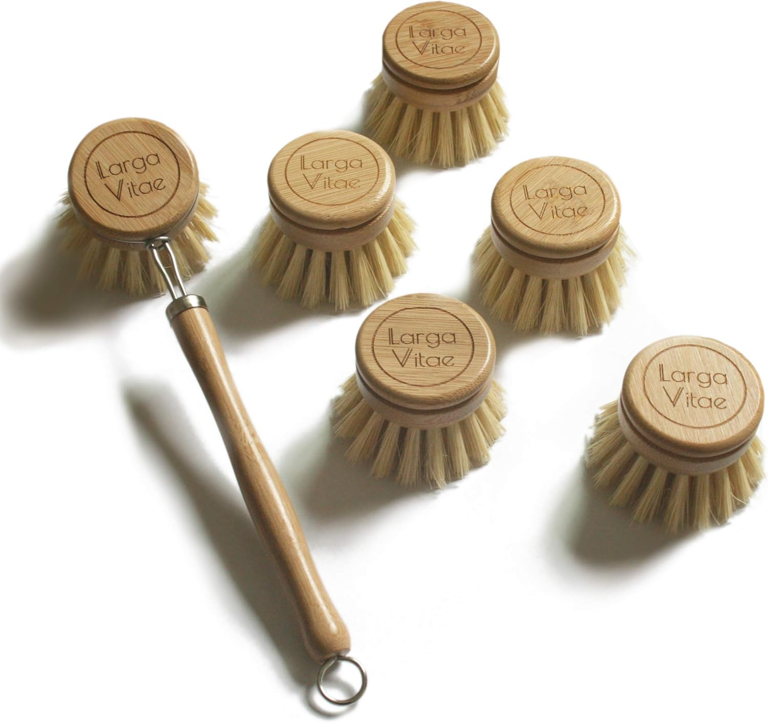 Larga Vitae Wooden Dish Brush Made of Renewable Bamboo Wood and Natural Bristle Tampico Fiber, in... | Amazon (US)