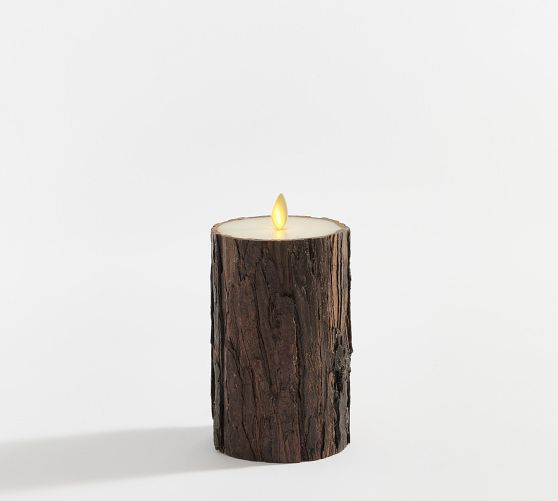 Premium Flickering Flameless Candle - Brown Bark | Pottery Barn (US)