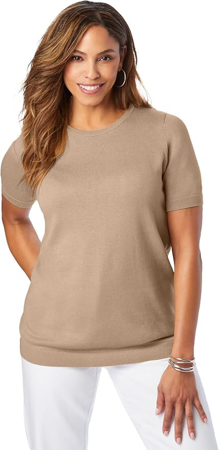 Jessica London Women's Plus Size Fine Gauge Crewneck Shell | Amazon (US)