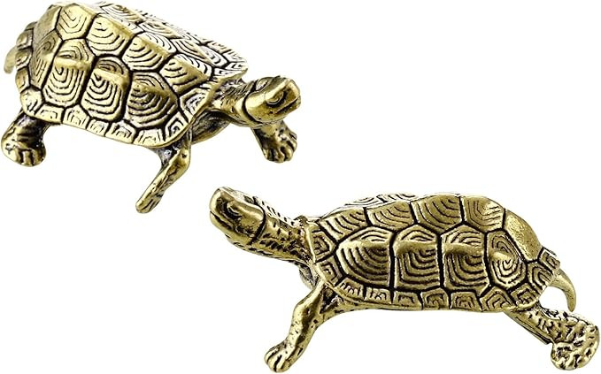 A.I.FORCE 2 Packs Brass Miniature Turtle Statue, Lucky Feng Shui Turtle Figurines, Vintage Sculpt... | Amazon (US)