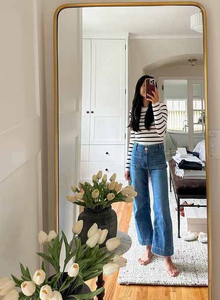 Outfit from my reel. Top is Abercrombie and jeans are Anthropologie. I can live in these jeans! They’re that comfortable and go with so many of my tops  

#LTKstyletip