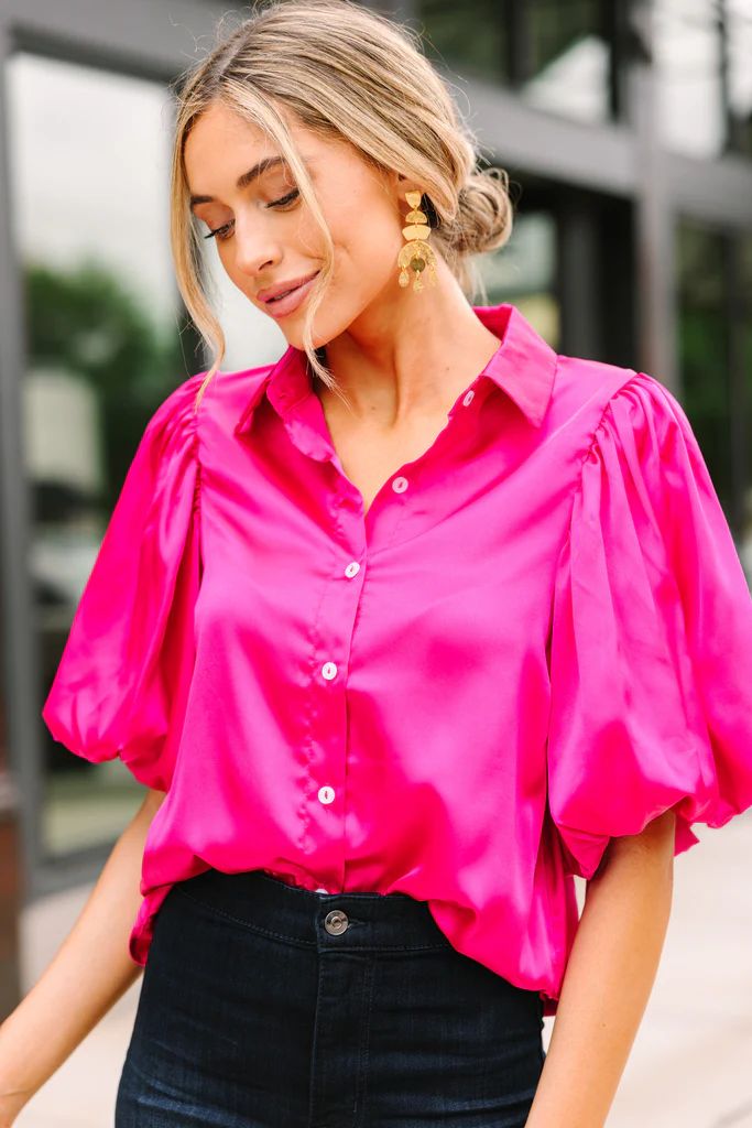 Props To You Magenta Pink Satin Blouse | The Mint Julep Boutique