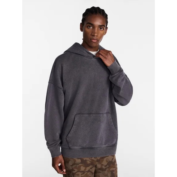 No Boundaries Boxy Fit Oversized Fleece Hoodie with Long Sleeves, Men's XS-4XLT | Walmart (US)
