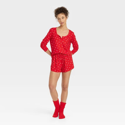 Women's 3pc Long Sleeve Shirt and Shorts with Socks Pajama Set - Colsie™ | Target
