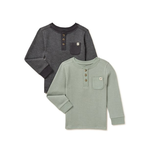 easy-peasy Baby and Toddler Boy Henley T-Shirts with Long Sleeves, 2-Pack, Sizes 12 Months-5T - W... | Walmart (US)
