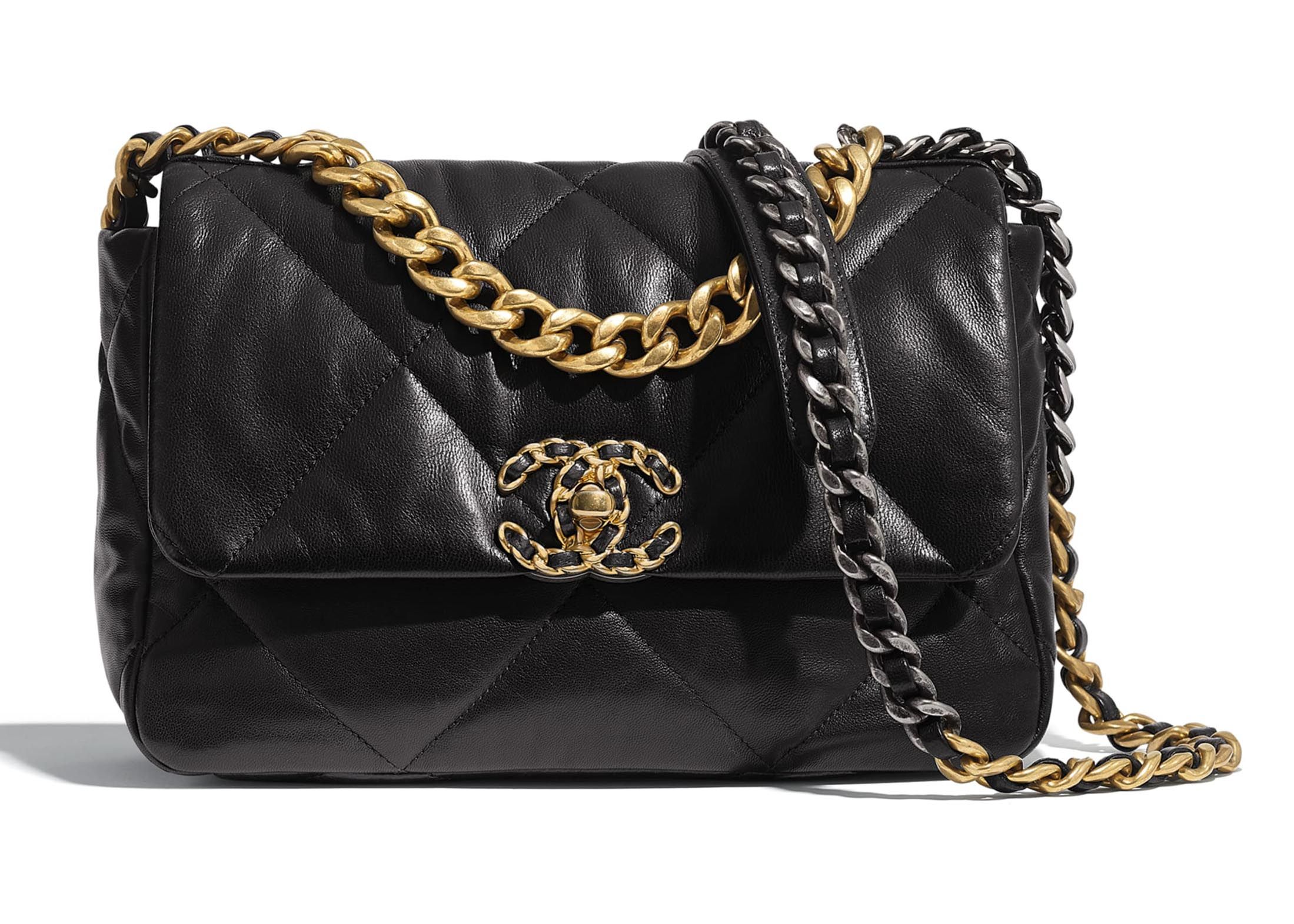 Chanel 19 Flap Bag Goatskin Gold/Ruthenium-tone Small Black | StockX