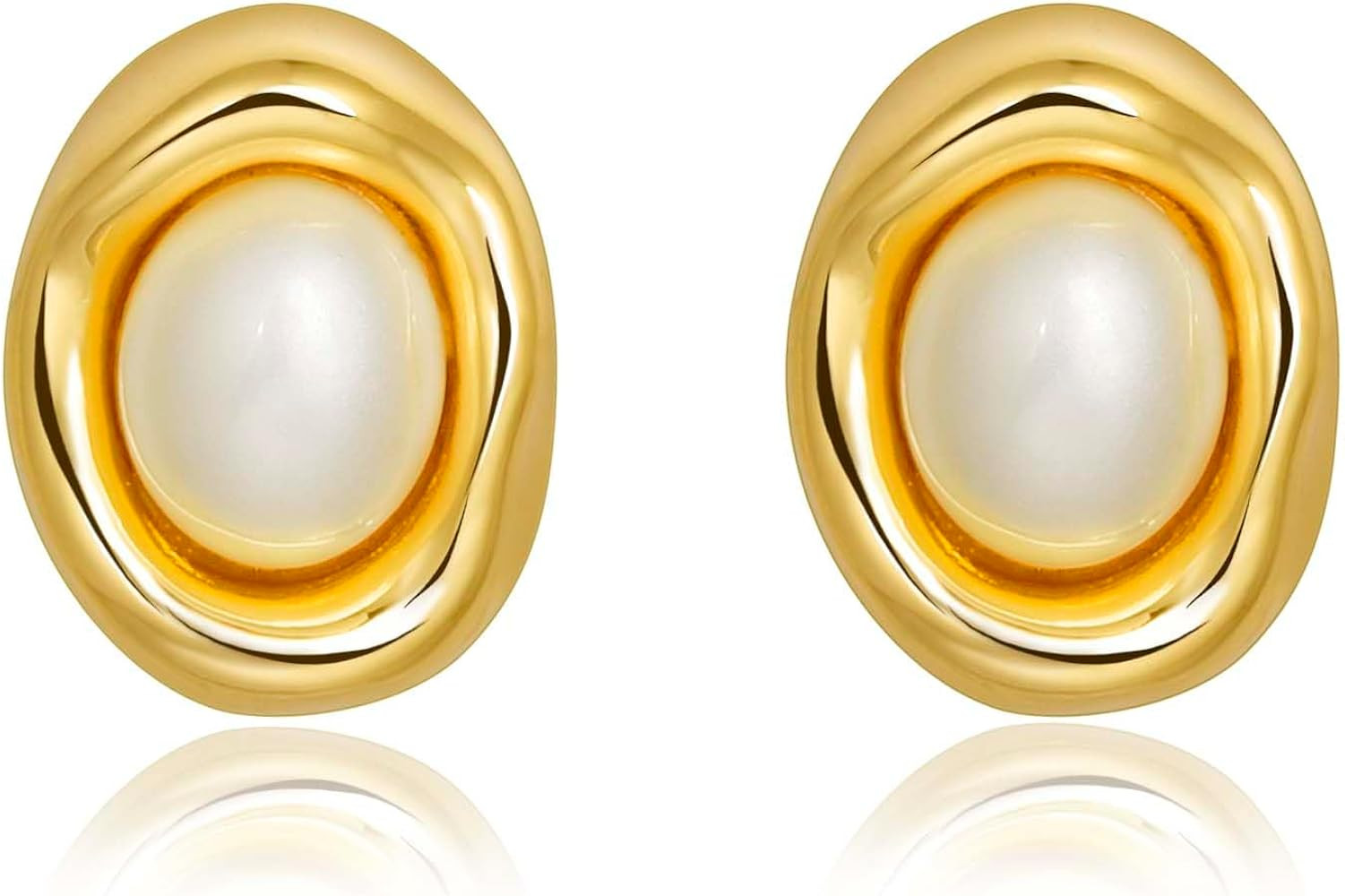 Gold Plated Retro Rounded Button Earrings for Women Lightweight Turquoise Tiger's Eye Gemstone St... | Amazon (US)
