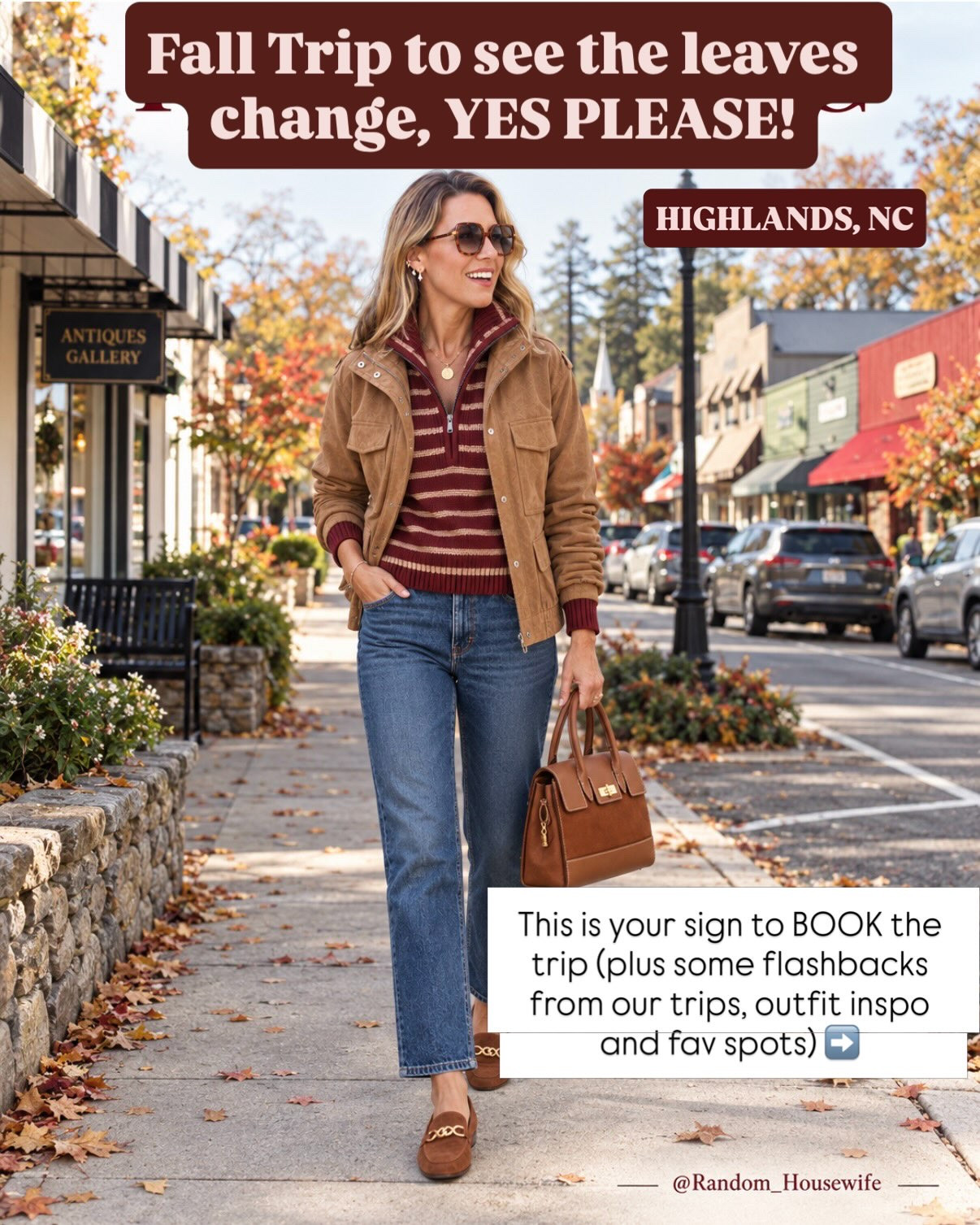 SAVE this for your next trip to Highlands, NC and the surrounding areas.  Highlands has always been near and dear to our hearts—we even got engaged there back in 2011 (don’t worry I included a flashback photo - wait until you see my hair!lol) — so I loved putting together this guide on What to Wear and What to Do. 

Comment FALL TRIP to shop these curated looks for your next trip to the mountains.  Full guide is up at RandomHousewife.com too