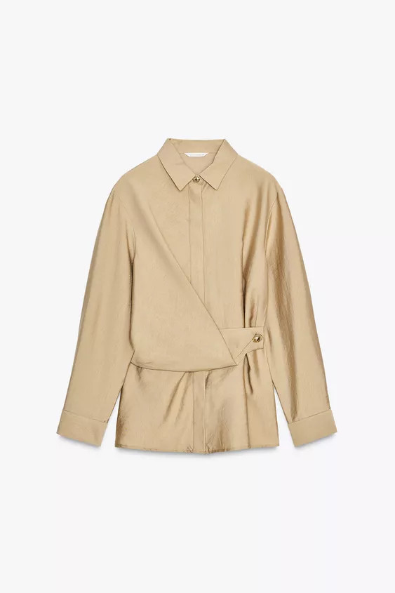 GOLD BUTTON WRAP SHIRT | Zara US
